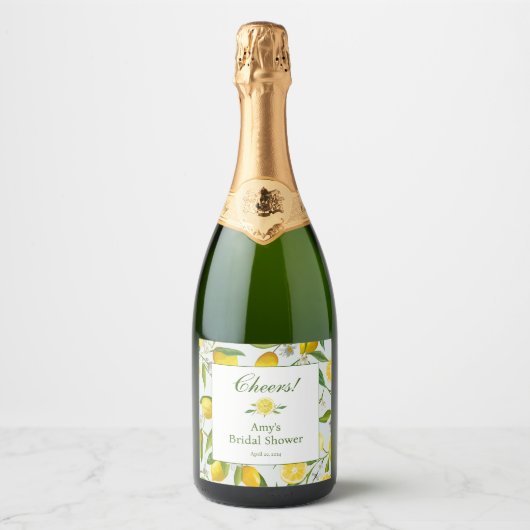 Lemon Main Squeeze Champagne flesje label Sparkling Wijnetiket (Voorkant)