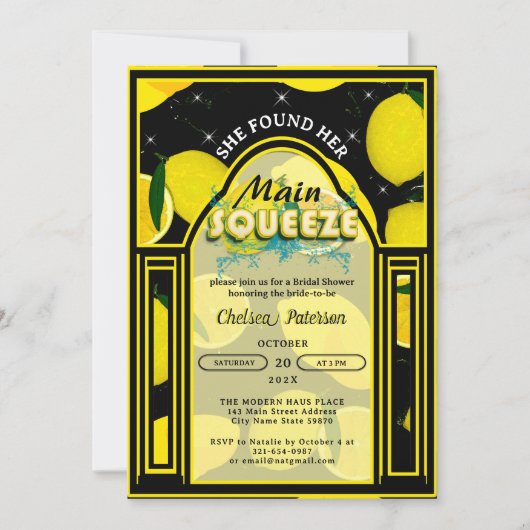 Lemon Main Squeeze Elegant Arch Zwart en Geel Kaart (Voorkant)