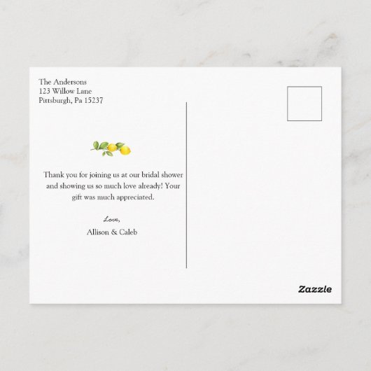 Lemon Main Squeeze Vrijgezellenfeest Bedankt Briefkaart (Achterkant)