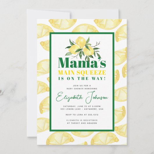 Lemon Mama's Baby shower Uitnodiging op het Main S (Voorkant)