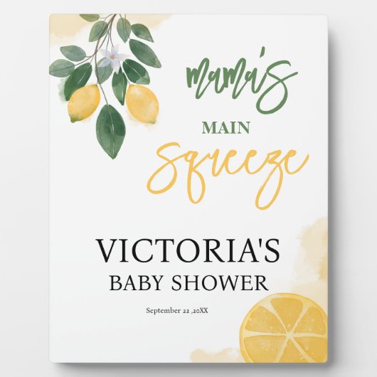 Lemon Mama's Main Squeeze Baby shower Plaque Fotoplaat (Voorkant)