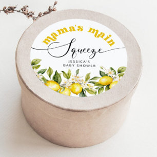 Lemon mama's main squeeze baby shower ronde sticker