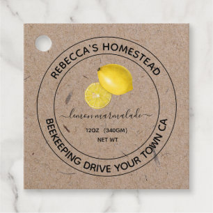 Lemon Marmalade Kraft Paper Canning Jar Labels
