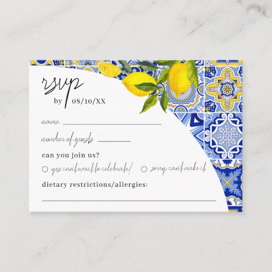 Lemon Mediterraans Boho Arch RSVP Behuizing Kaart (Voorkant)