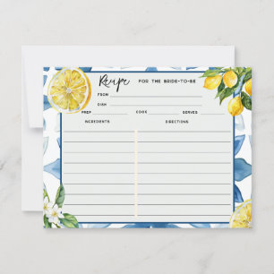 Lemon Mediterranean Blue Tile Receptkaarten Kaart