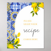 Lemon Mediterranean Boho Bridal Shower Recipe Poster (Voorkant)