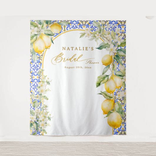 Lemon Mediterranean Bridal Shower Backdrop Photo Wandkleed (Voorkant)