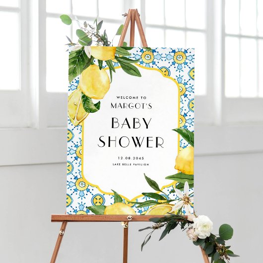 Lemon Mediterranean Summer Baby shower Welkom Poster