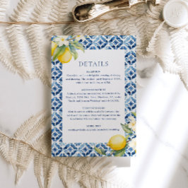 Lemon Mediterranean Wedding Details Enclosure Kaar Informatiekaartje