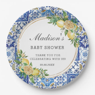 Lemon Meditteranean Birthday Bridal Baby shower Papieren Bordje