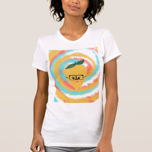Lemon met Attitude and Glasses Tie Dye T-shirt (Voorkant)