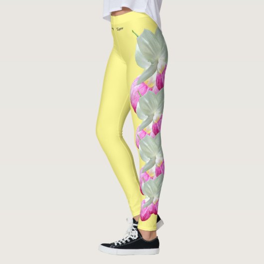 Lemon Minnesota State Lady Slipper Flower Leggings (Links)