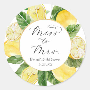 Lemon Miss naar Mrs Bruiloftsfeest Ronde Sticker