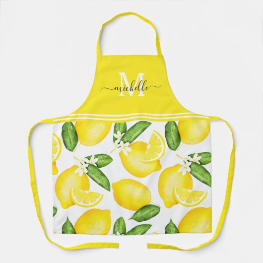 Lemon Monogram Botanisch Geel Schort (Voorkant)