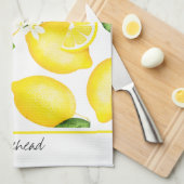 Lemon Monogram Botanisch Patroon Theedoek (Quarter Fold)