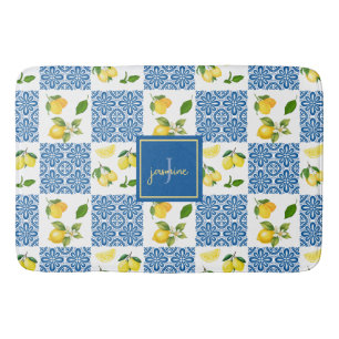 Lemon Monogram Naam Frans Land Tegel Patroon Badmat