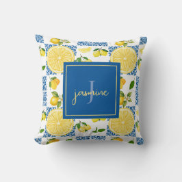 Lemon Monogram Naam Franse Landelijke Tegels Patro Kussen