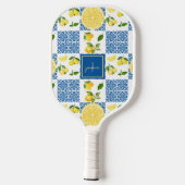 Lemon Monogram Name French Country Tile Pattern Pickleball Paddle (Achterkant)