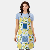 Lemon Monogram Name French Country Tile Pattern Schort (Gedragen)