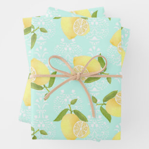 Lemon Motief Liefde blauw Inpakpapier Vel