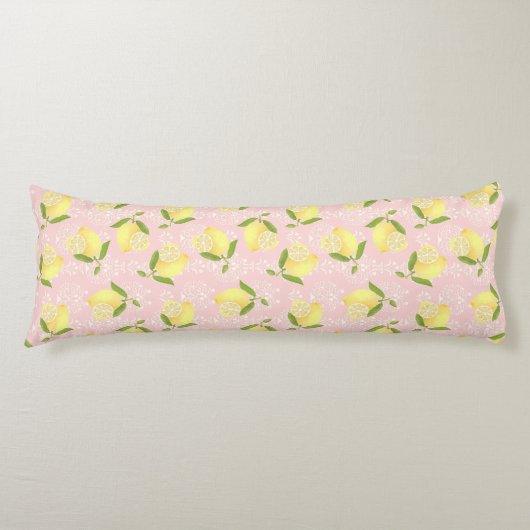 Lemon Motif Peach Lichaamskussen (Voorkant)