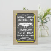 Lemon Neon Chalkboard Ceremonie en Ontvangst Kaart (Staand voorkant)