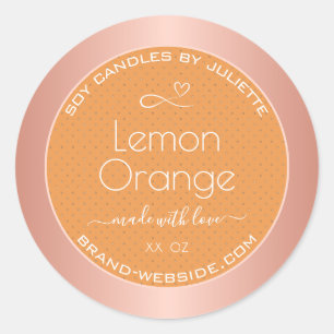 Lemon Oranje Roos Gold Lijst Verpakking Ronde Sticker