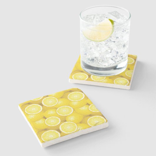 Lemon Pattern 2 Stenen Onderzetter (Zijkant)