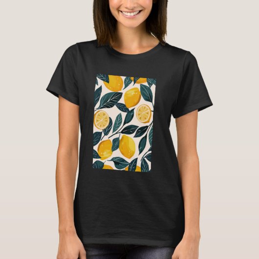 Lemon Pattern Art Minimalist Fruit T-shirt (Voorkant)