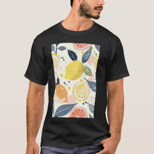 Lemon Pattern Art Minimalistische Fruit Waterverf T-shirt
