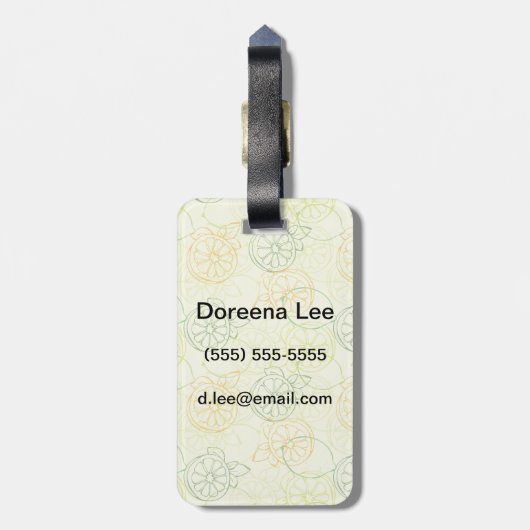 Lemon Pattern Bagagelabel (Achterkant verticaal)