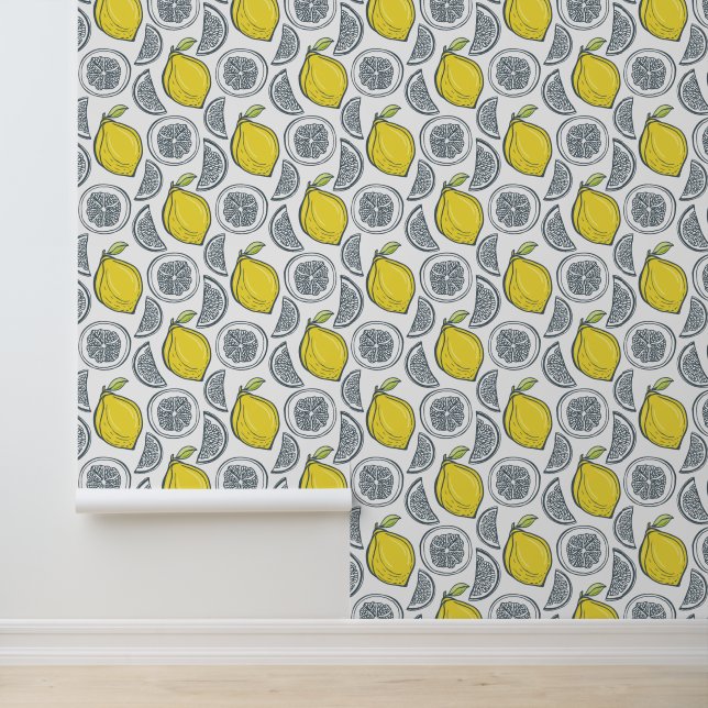Lemon Pattern Behang (Applicatie)