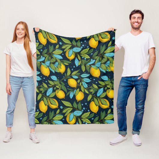 Lemon Pattern Fleece Deken (In situ)