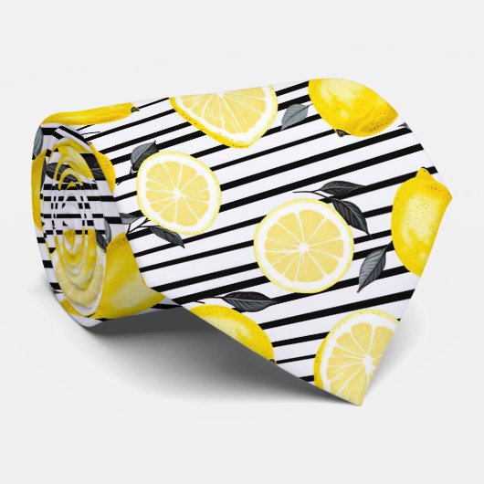 Lemon Pattern Men's Necktie  Stropdas (Opgerold)