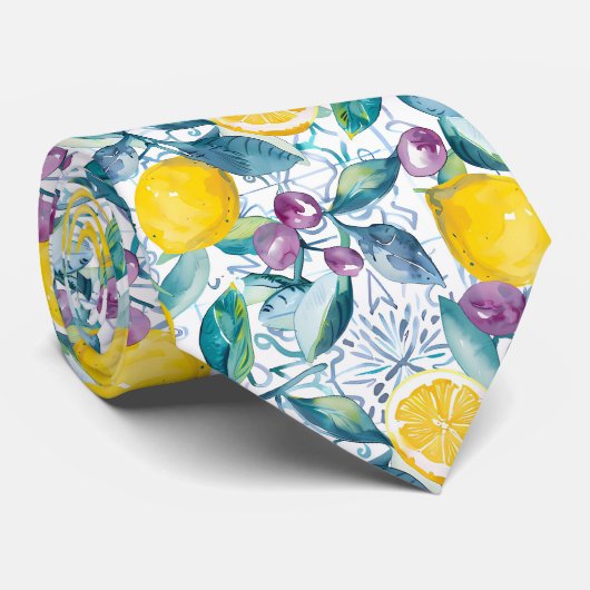 Lemon Pattern Men's Necktie  Stropdas (Opgerold)