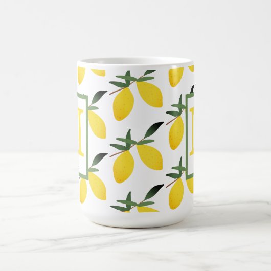  Lemon Pattern Monogram Name Mok (Center)