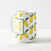  Lemon Pattern Monogram Name Mok (Voorkant links)