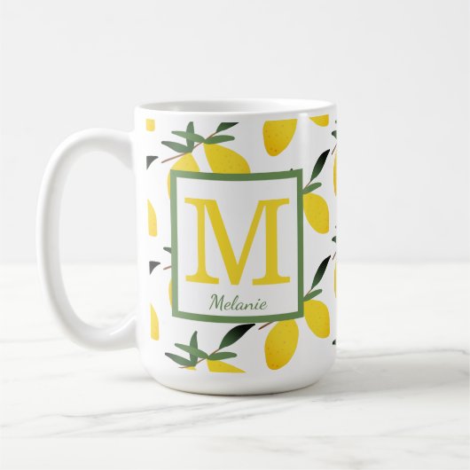  Lemon Pattern Monogram Name Mok (Links)