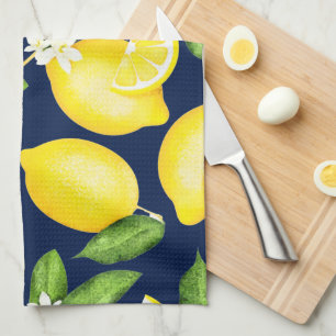 Lemon Pattern Navy Blue Theedoek