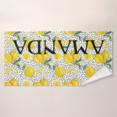 Lemon Pattern Persoonlijke naam Woordhanddoek Badhanddoek (Badhanddoek)