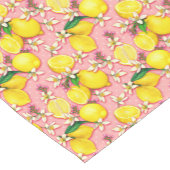 Lemon Pattern White Blossom op roze limonade Korte Tafelloper (Hoek)