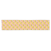 Lemon Pattern White Blossom op roze limonade Korte Tafelloper (Horizontaal)