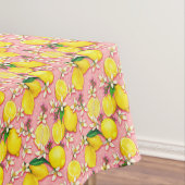 Lemon Pattern White Blossom op roze limonade Tafelkleed (Voorbeeld)