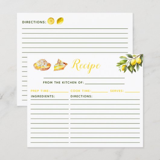 Lemon Pie Recipe (Voorkant / Achterkant)