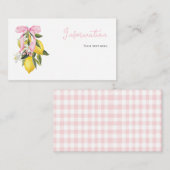 Lemon Pink Bow coquette baby shower informatie Informatiekaartje (Voorkant / Achterkant)