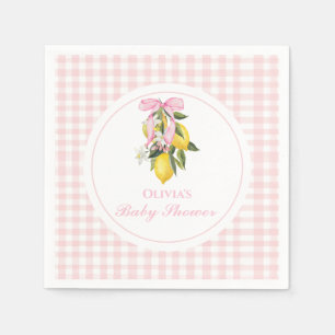 Lemon Pink Bow preppy Coquette baby shower Servet