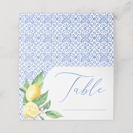 Lemon Positano Blauwe Tegel Vrijgezellenfeest Tafe (Buitenkant ongevouwen)