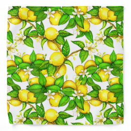 Lemon Print Bandana op wit