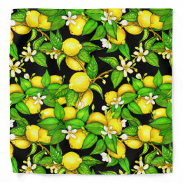 Lemon Print Bandana op zwart