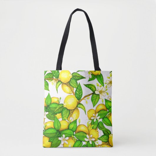 Lemon Print Handbag op wit Tote Bag (Voorkant)